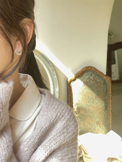 Silver Leverback Sterling Heart Stud Ear