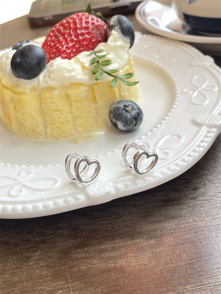 Silver Leverback Sterling Heart Stud Ear