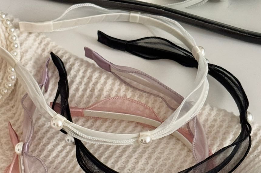 Mesh Faux Headband Pearl