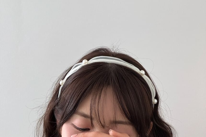 Mesh Faux Headband Pearl