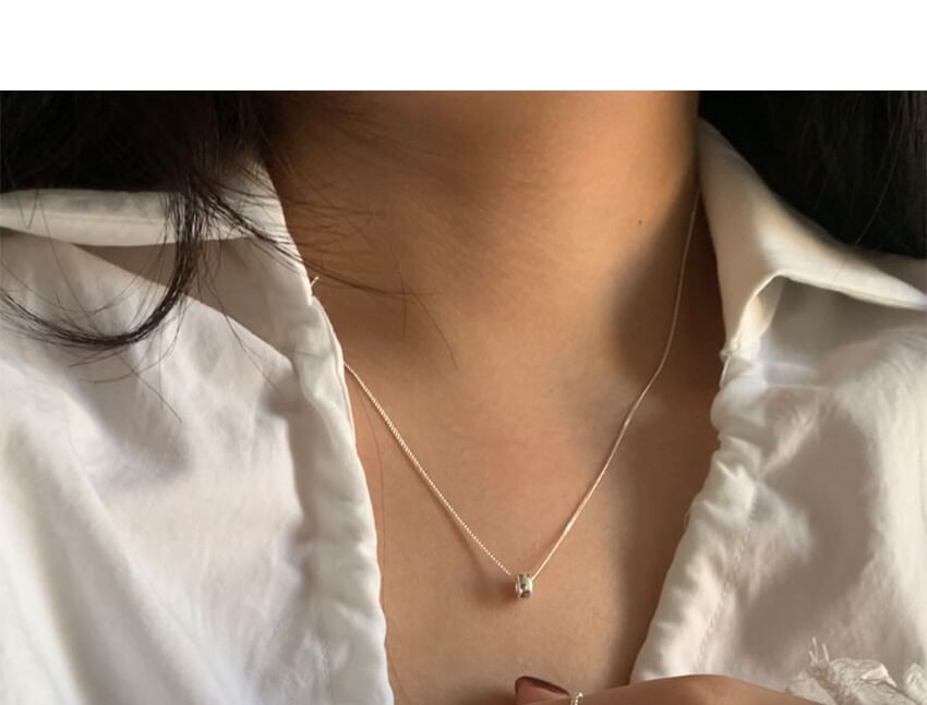 Sterling Necklace Pendant Bead Silver