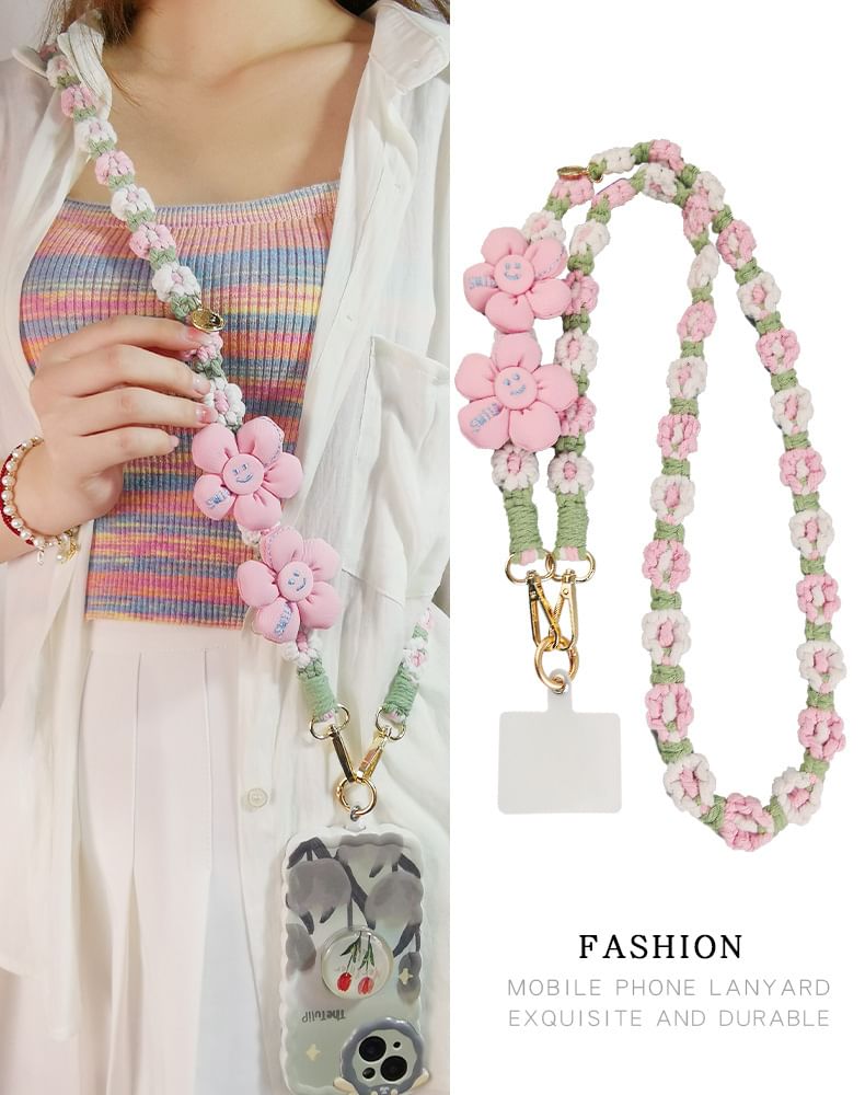 Phone Pad with Lanyard Flower