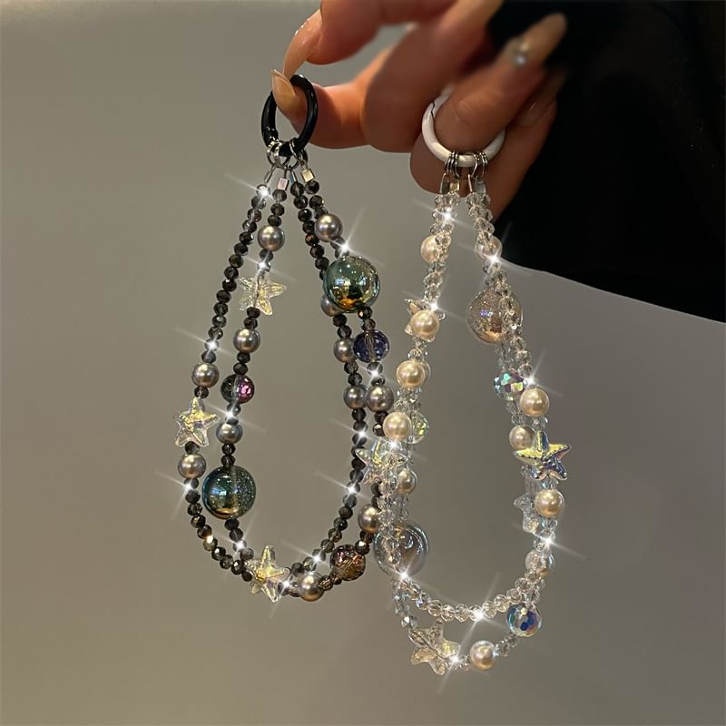 Handy-Schlüsselband mit Stern-Motiv, Kunstperlen