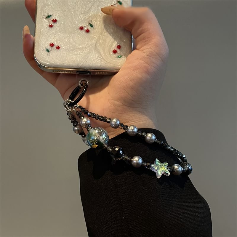 Handy-Schlüsselband mit Stern-Motiv, Kunstperlen
