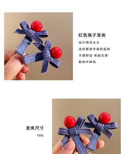デニムクリップセットヘアリボン