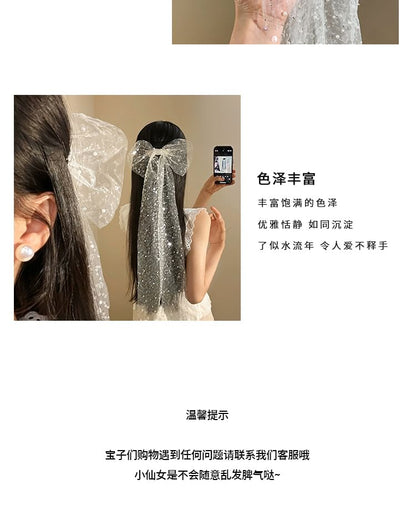 Bow Lace Sequined Hair Clip