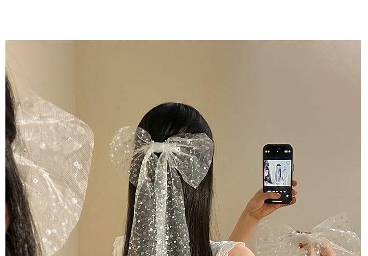 Bow Lace Sequined Hair Clip