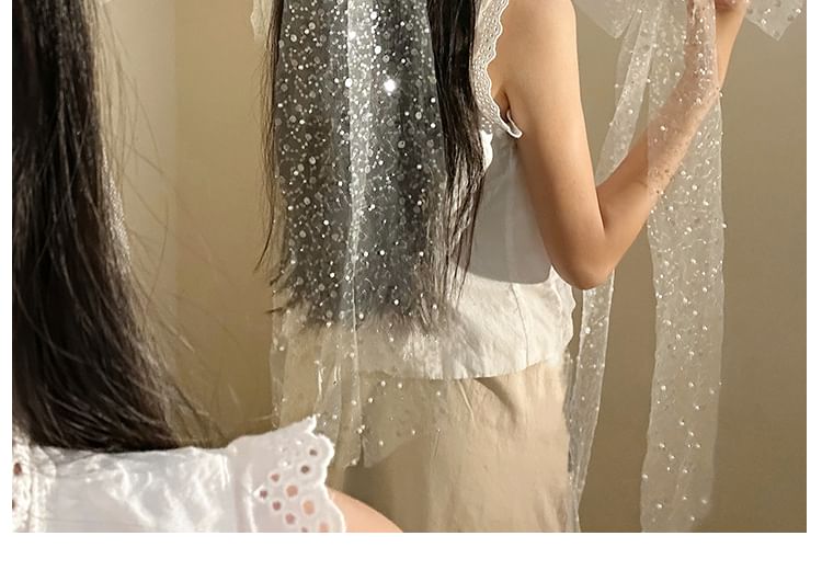 Bow Lace Sequined Hair Clip