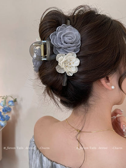 Floral Acrylic Clip Claw Hair Fabric