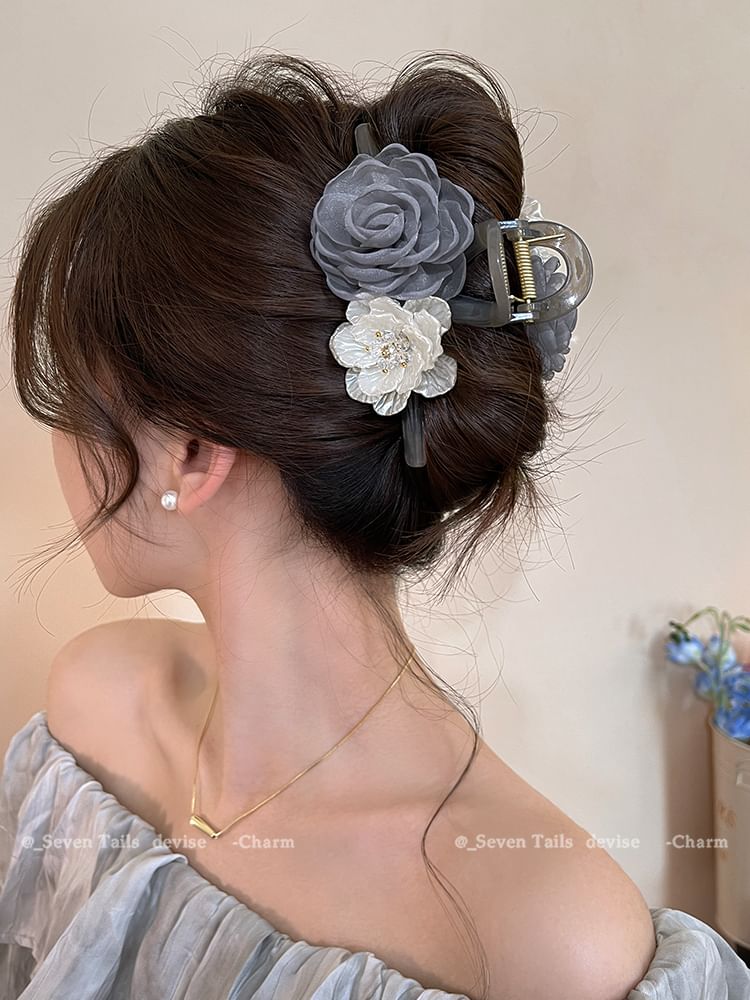 Blumen Acryl Clip Kralle Haar Stoff