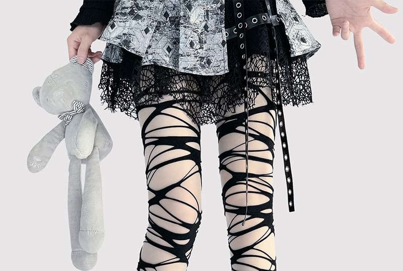 Strumpfhose Uni Distressed