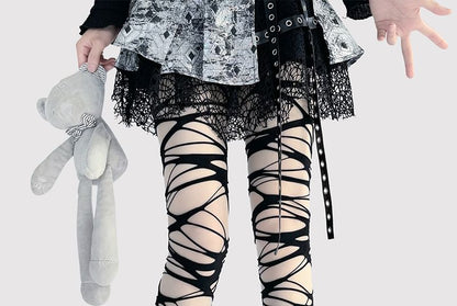 Strumpfhose Uni Distressed