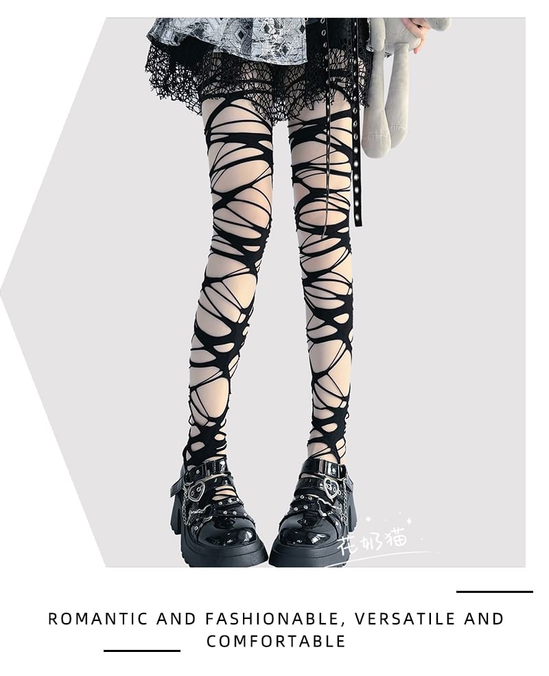 Strumpfhose Uni Distressed