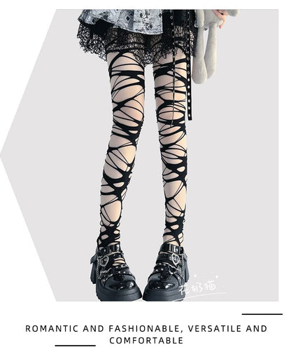 Strumpfhose Uni Distressed