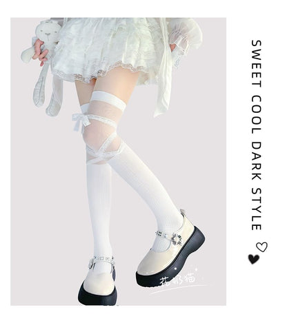 Overknee-Socken mit Schleife