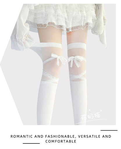 Overknee-Socken mit Schleife