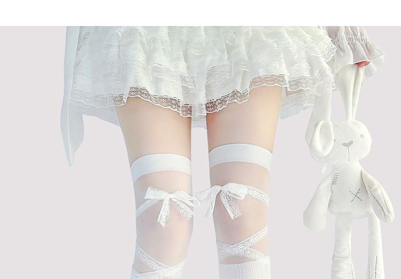 Overknee-Socken mit Schleife