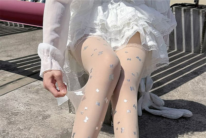 Tights Butterfly Print Sheer