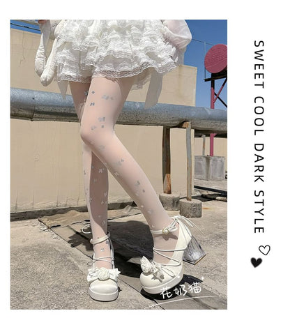 Tights Butterfly Print Sheer