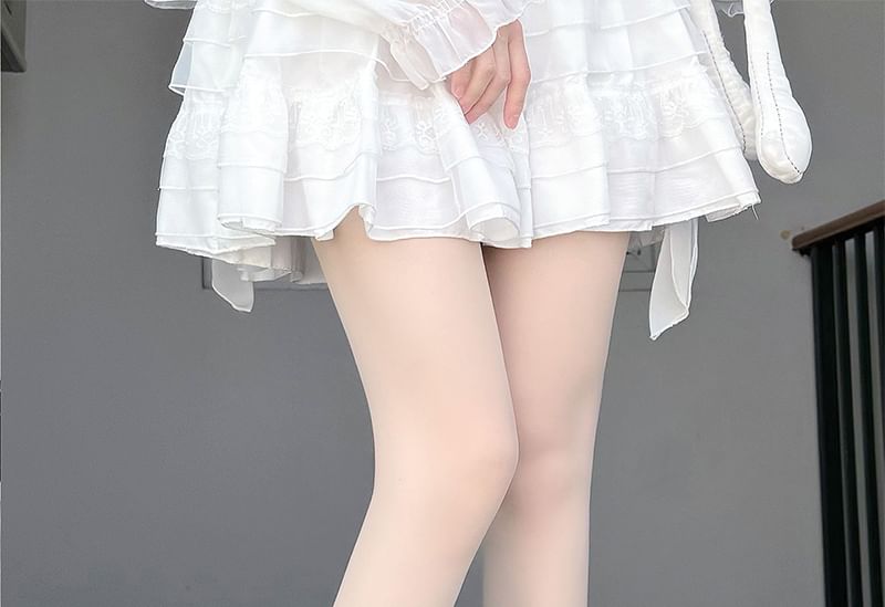 Sheer Lace Trim Socks Bow