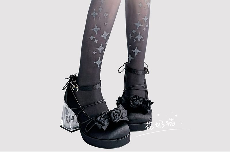 Transparente Strumpfhose mit Farbverlauf und Stern-Print