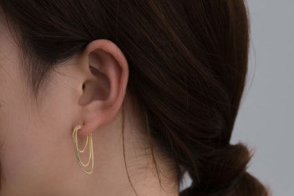 925 mehrlagiger Sterling-Silber-Creolen-Ohrring