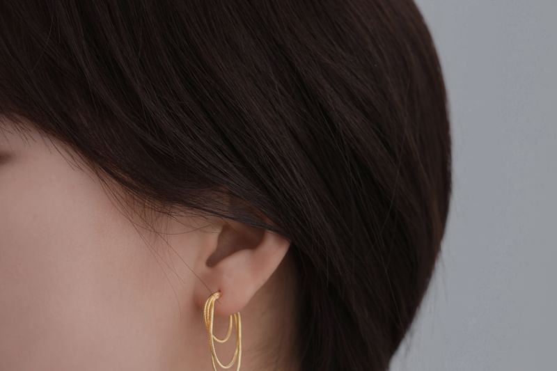 925 mehrlagiger Sterling-Silber-Creolen-Ohrring