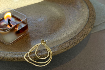 925 mehrlagiger Sterling-Silber-Creolen-Ohrring