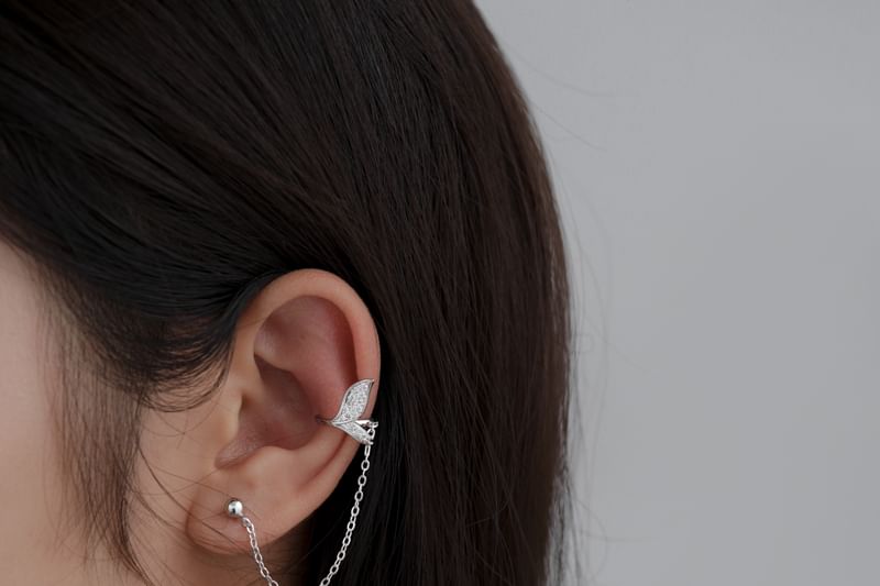 Tail Cuff 925 Chain Fish Silver Sterling Ear