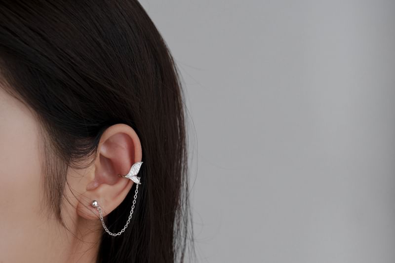 Tail Cuff 925 Chain Fish Silver Sterling Ear