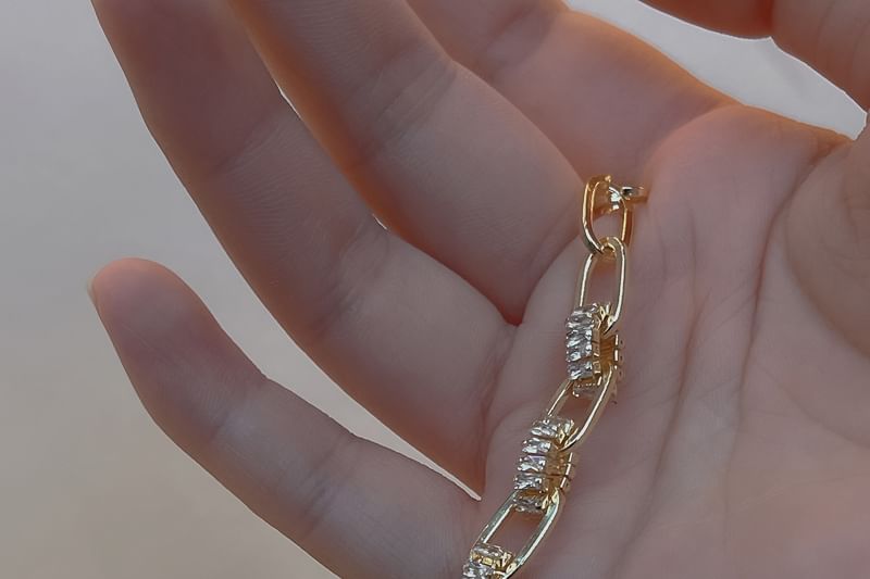 ラインストーンチェーンブレスレット