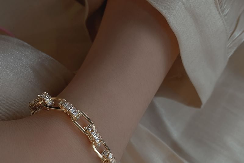 ラインストーンチェーンブレスレット