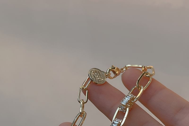 ラインストーンチェーンブレスレット