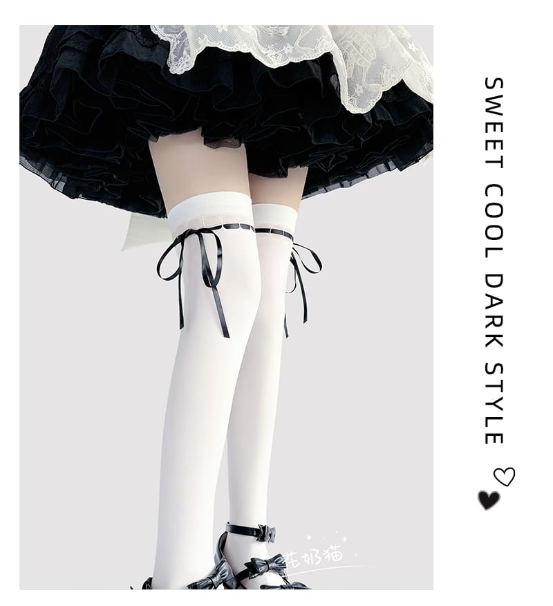 Over-The-Knee Bow Socks