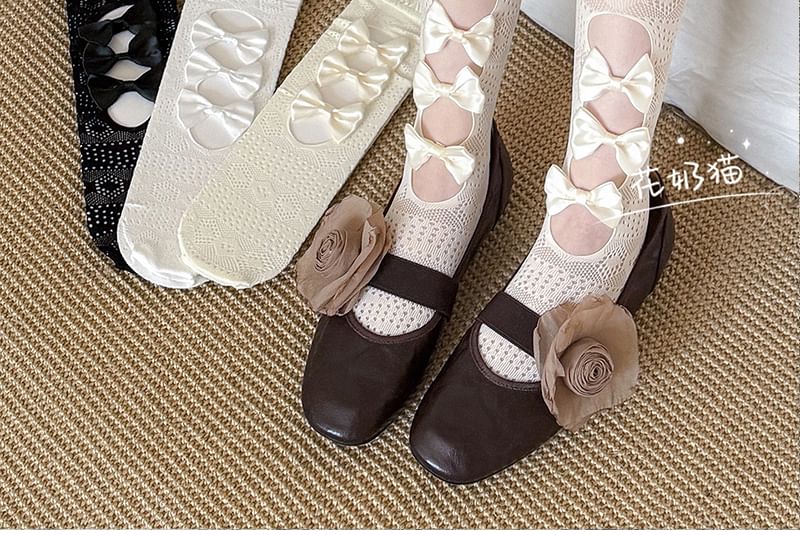 Trim Socks Frill Lace Bow Cutout