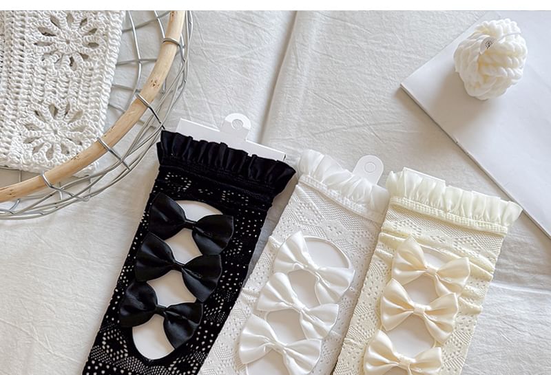Trim Socks Frill Lace Bow Cutout