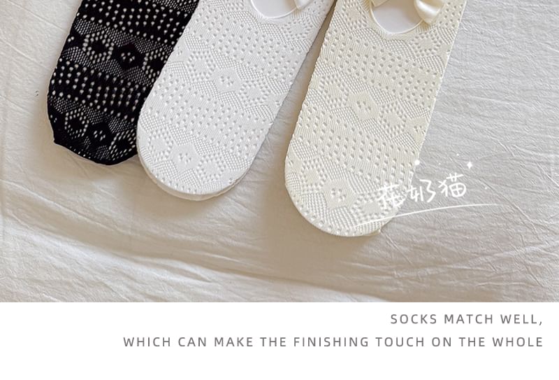 Trim Socks Frill Lace Bow Cutout
