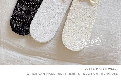 Trim Socks Frill Lace Bow Cutout