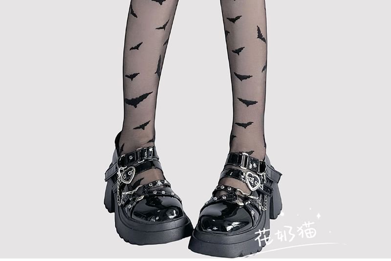 Transparente Strumpfhose mit Fledermaus-Print