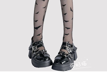 Transparente Strumpfhose mit Fledermaus-Print