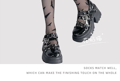 Transparente Strumpfhose mit Fledermaus-Print