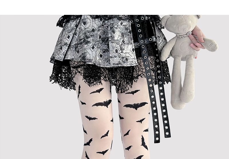 Bat Print Tights Sheer