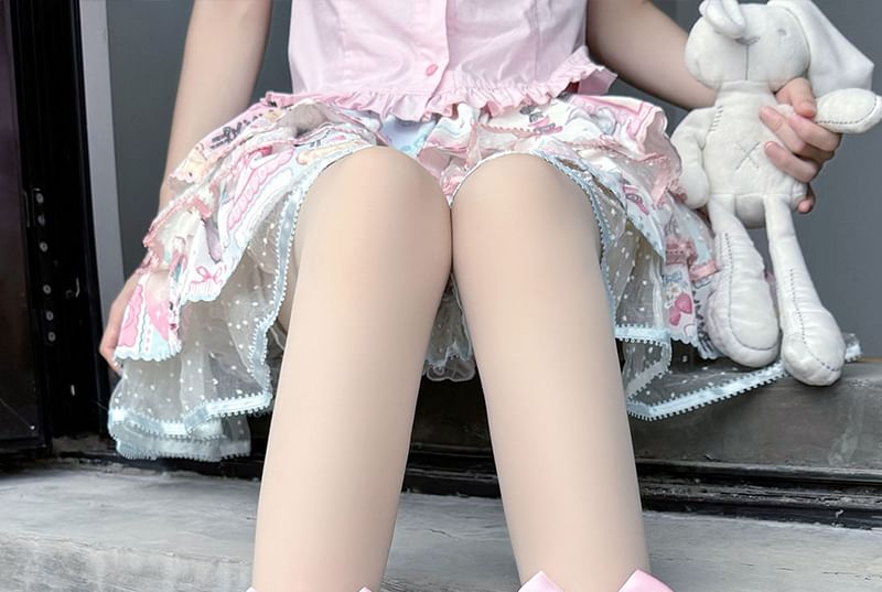 Lace Trim Mid-Calf Socks Cutout Bow