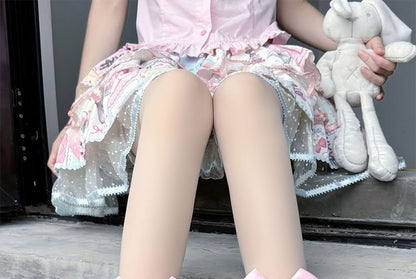 Mesh Socks Ruffle Dotted