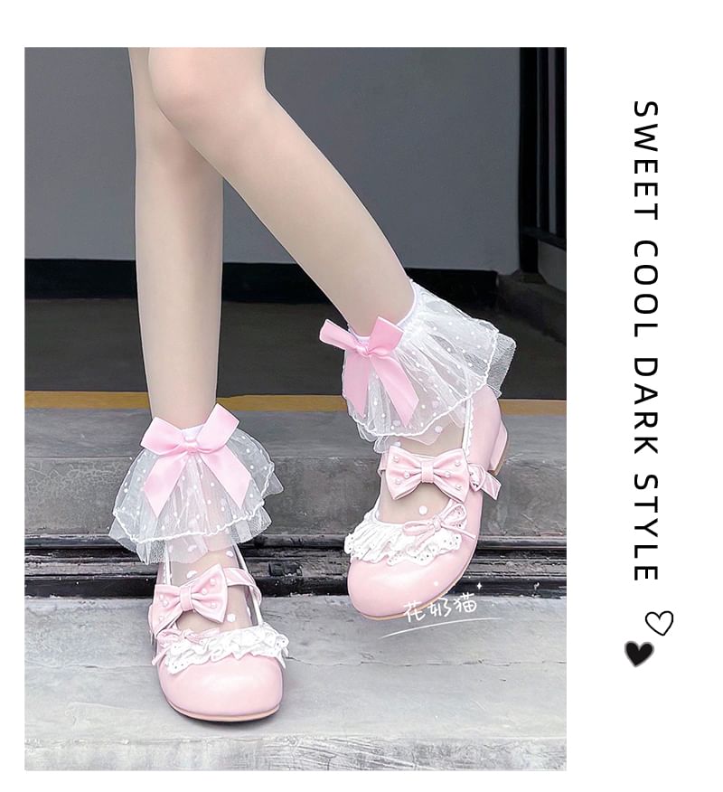 Mesh Socks Ruffle Dotted