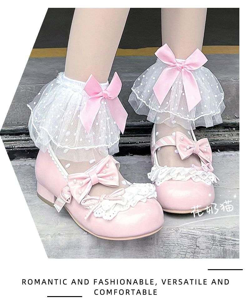 Mesh Socks Ruffle Dotted