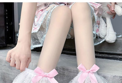 Mesh Socks Ruffle Dotted