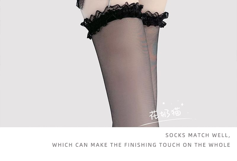 Spitzen-Strumpfband mit Schleife