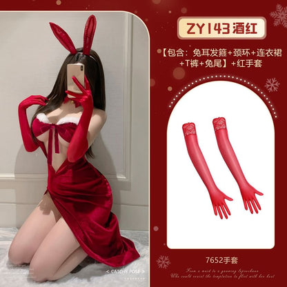 Christmas Rabbit Girl Lingerie Costume Set