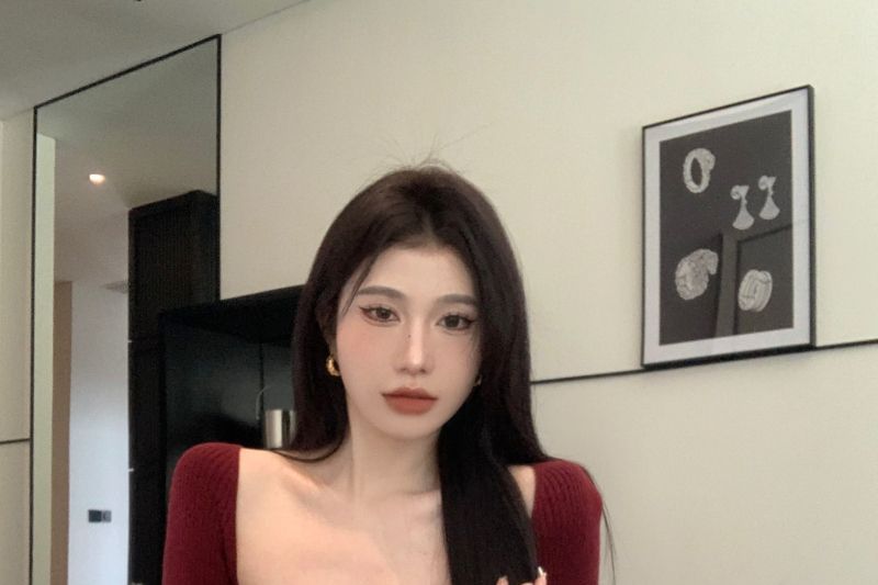 Long-Sleeve Plain Mini Bodycon Dress